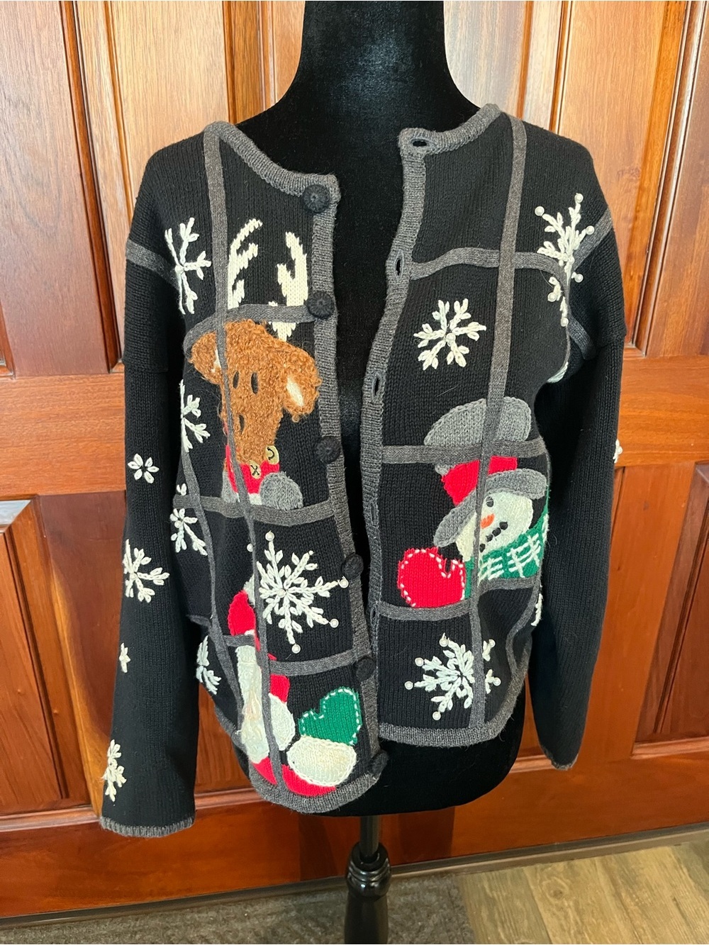 Mandal Bay Women Vintage Christmas Holiday Sweater Cardigan Size Small Santa